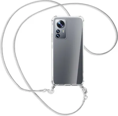 Produktbild von Handykette Backcover-Schutzhülle mit Band (Metall silberfarben) für Xiaomi 12 Pro - silberfarbene Kette Snake
