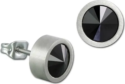 Image de Amello Boucles d'oreilles en acier inoxydable Femme zirconium scintillant noir ESOS03S