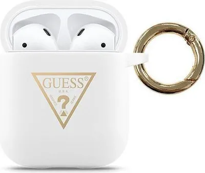 Produktbild von Guess GUACA2LSTLWH AirPods Hlle wei / weies Silikon Dreieck Logo