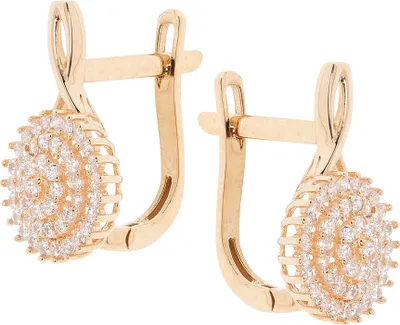 Produktbild von Runde Ohrringe aus 585 Rotgold mit Zirkonia, Goldohrringe für Damen