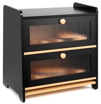 Bamboe Broodtrommel 2 Etagen mit Sichtfenster 40x25x40 cm