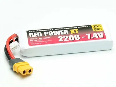 Produktbild von Pichler RED POWER XT LiPo Akku 2200 mAh – 7,4 V 2S1P mit XT60 Stecker