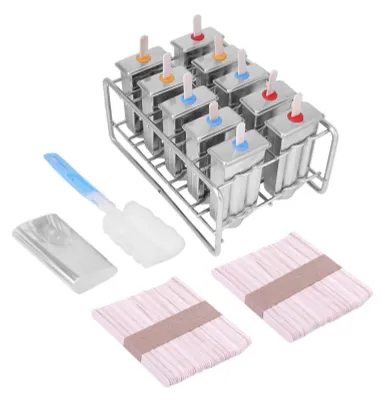 Produktbild von Eisform 10 Stück - Edelstahl - Eisformen für Eis am Stiel - BPA-frei - Inkl. Holzstäbchen