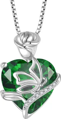 Produktbild von Geburtsstein Kette Damen 925 Sterling Silber Anhänger Halskette Smaragd