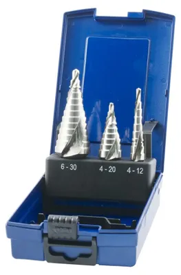 Obrázek produktu pro Eventus by Exact 17334 HSS Step drill bit set 3-piece 4 - 12 mm, 4 - 20 mm, 6 - 30 mm Cylinder shank 1 Set