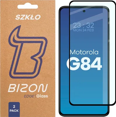 Produktbild von 2x Gehärtetes Glas für Motorola Moto G84 5G, Bizon Glass Edge Duo, Schwarzer Rahmen