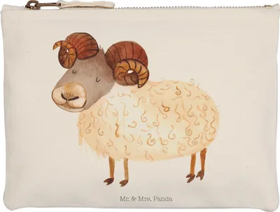 Produktbild von Mr. & Mrs. Panda kosmetiktäschchen Sternzeichen Widder Größe M - Weiß - Geschenk, Kulturtasche, Schafbock, Kosmetiktasche, Kosmetikbeutel, Geburtstag April, Bock, Etui