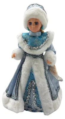 Produktbild von Dekofigur Schneemädchen Sneguratschka hellblauer Pelzmantel mit Süßigkeitenfach 35cm Winter