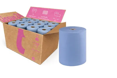 Produktbild von Tissue24 Putztuchrolle blau 3-lagig – 1000 Blatt | 36 × 35 cm | Extrem saugstark für Werkstatt, Gastronomie & Industrie