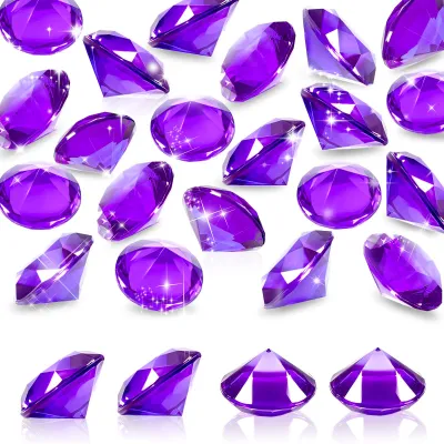 Productafbeelding van Deko Diamanten - 25 stuks acryl kristallen - Voor tafeldecoratie - Lila, transparant, 30 mm