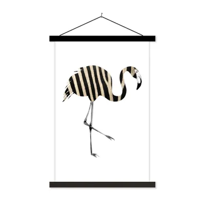 Produktbild von MuchoWow® Textilposter Flamingo - Zebra - Schwarz und weiß 40x60 cm mit schwarzem Rahmen - Wanddekorationen