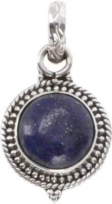 Produktbild von Silberanhänger, Kleiner Runder Boho Kettenanhänger - Lapislazulit, Blau, SterlingSilber, 1,5*1,5*0,5 cm, Anhänger & Amulette aus Silber