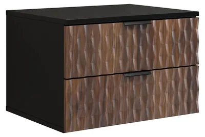 Immagine prodotto di Mobile lavabo da bagno Java 63 x 48 x 40 cm – Marrone noce con nero – Mobile da bagno sospeso con 2 cassetti