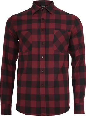 Image de Chemise en flanelle à carreaux Urban Classics pour hommes, noir/bordeaux - XXL