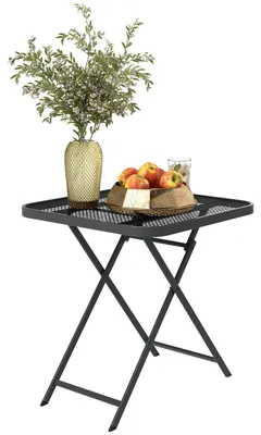 Produktbild von Gartentisch klappbar 70 x70 cm. Wetterfest Balkontisch Klapptisch mit Ausschnitt-Design quadrarisch Schwarz