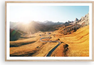 Produktbild von Gerahmtes Poster - Rahmen in heller Eiche - Sonne Berge Weg - 91,5x61 cm - Wand Bild - Wanddeko - Wandbilder - Kunstposter - Wandposter - Bilderrahmen - Bilder - Kunstdruck - P2NAA91x61-4836