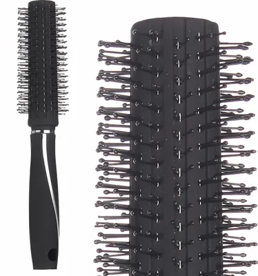 Obrázek produktu pro Štětec na vlnité vlasy, 24 cm, silikonový s výstupky, kulatý štětec, masážní štětec, péče o vlasy, fénovací štětec, kulatý masážní hřeben, kartáč na vlnité vlasy (černý - 53)