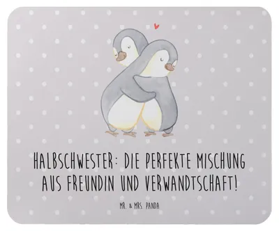 Produktbild von Mr. & Mrs. Panda Mouse Pad Halbschwester Glück - Grau Pastell - Geschenk, Geschwisterbeziehung, Geschenkideen, Jubiläen, Familie, Patchworkfamilie, pc mauspad, Mousepad