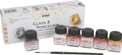 Produktbild von Kreul Kreative Glas Porzellan Metallic Farben Set 6x20ml Malfarben Set