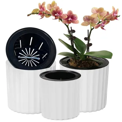 Zdjęcie produktu dla Zestaw 3 doniczek do orchidei z systemem samonawadniającym
