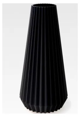 Produktbild von Moderne Deko-Vase, 25 cm hoch, Schwarz, PLA 3D-gedruckt, für Tischdekoration, Pampasgras, Trockenblumen, leicht zu reinigen, zeitloses Design, für Esstisch und Büro