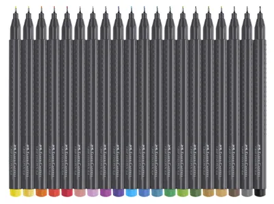 Produktbild von Faber-Castell 151620 - Grip Finepen, Fineliner, mit metallgefasster Faserspitze 0.4 mm, 20er Etui