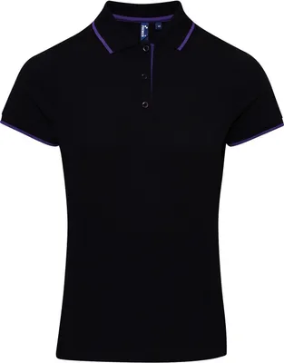 Immagine prodotto di Polo Premier da donna a contrasto Cool Check RW5519 (XS) (nero/viola)