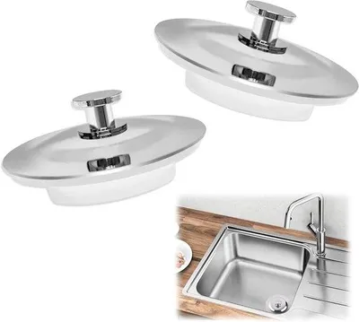 Produktbild von Edelstahl und Silikon Abflussstopper Ø 42-45 mm, 2er Set, für Badewannen und Küchenbecken