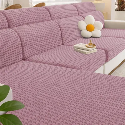 Produktbild von Stretch Sitzkissenbezug Rosa Chaiselongue Rutschfest Elastisch Universal Wohnzimmer Sofaschoner