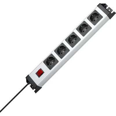 Produktbild von KOPP Steckdosenleiste POWERversal, 5-fach, Schalter, silber/schwarz