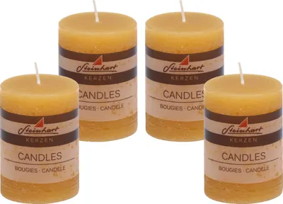 Produktbild von 4er Set Adventskranzkerzen "Raureif" Honig 80/58 mm