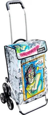 Produktbild von James Einkaufstrolley - TANTE DORIS - stabiler Einkaufswagen mit individuellem Design - mehrfarbig: weiß | grün in Ausführung: Royal-Treppensteiger