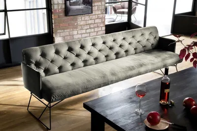 Produktbild von KAWOLA Esszimmerbank CHARME Velvet silber 186cm