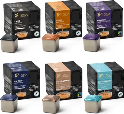 Produktbild von Tchibo Qbo Probierset Caffè & Espresso Around the World Premium Kaffeekapseln 48 Stück, 6 Sorten mit 8 Kapseln in Würfelform, aromaversiegelt, klimaneutral kompensiert, Kaffeegenuss zum Vorteilspreis