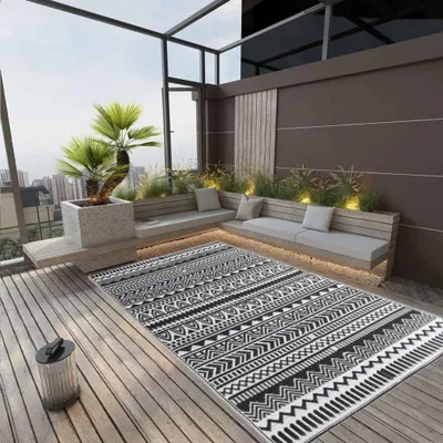 Produktbild von Schwarzer Outdoor-Teppich aus PP, 190 x 290 cm, für Heim und Garten