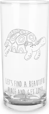 Produktbild von Mr. & Mrs. Panda Trinkglas Schildkröte Marschieren 200 ml - Transparent - Geschenk, Meerestiere, Motivation, Inspiration, Wasserbecher, Neustart, Abenteuer, Tumbler, Glas