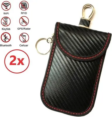 Image de Capuchon de protection RFID pour clés de voiture, aspect carbone, lot de 2, capuchon de Faraday, étui à clés.