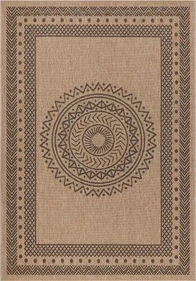 Produktbild von Villa Möbel Dhaeno Terrasse, Garten-Teppich, Outdoorteppich, Vintage Design, Farbe:Schwarz, Grösse:80x150 cm
