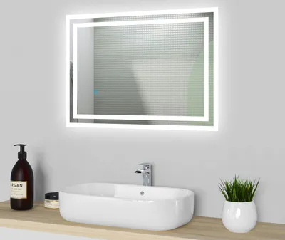 Produktbild von LED Badspiegel Badezimmerspiegel 80x60 cm mit Beleuchtung Lichtspiegel Wandspiegel mit Touch-schalter beschlagfrei IP44 Kaltweiß Mojito-Serie