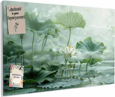 Produktbild von Magnettafel 90 x 60 cm „Lotusteich“ – Magnetwand aus Metall, beschreibbar mit Whiteboard-Marker – Memoboard für Küche & Büro