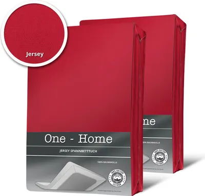 Two red packaged bed sheets are displayed against a white background.