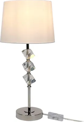 Obrázek produktu pro Stolní lampa Relaxdays, hedvábný stínidlo, křišťálová základna, patice E27, do obývacího pokoje a ložnice, stolní lampa, výška x hloubka: 53 x 25 cm, krémová