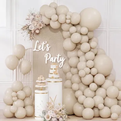 Zdjęcie produktu dla Balony w kolorach beżu, piasku i bieli, 100 sztuk, idealne na urodziny i imprezy