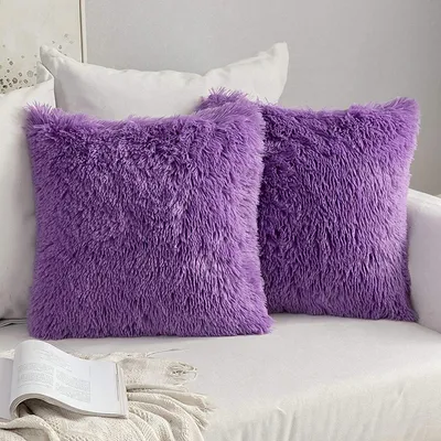 Produktbild von 2er Set 43*43cm Kissenbezüge Künstlich Pelz Sofakissen Dekorative Dekokissen Kuschelkissen Plüschkissen Kuschelig Couchkissen Superweich Kissen Flauschig Kissenbezug für Sofa