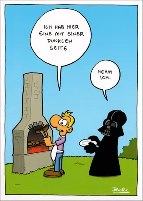 Produktbild von Cartoon-Postkarte Ralph Ruthe "Ich hab hier eins mit einer dunklen Seite."