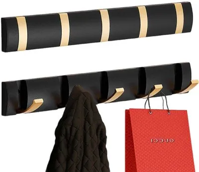 Produktbild von Moderne Wandhalter mit 5 beweglichen Haken, ideal für Jacken, Mäntel, Schals, Taschen und mehr.