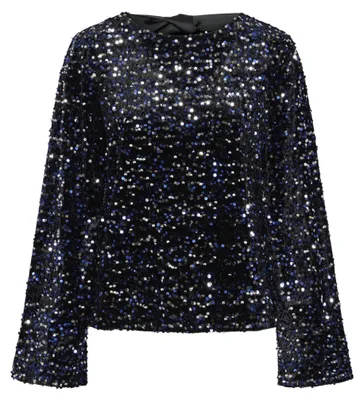 Produktbild von PIECES Female Oberteil mit Langen Ärmeln PCKAM Pailletten Schleifen, Black 1 ,S