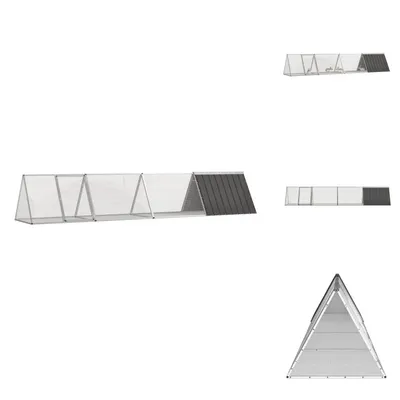 Produktbild von vidaXL Kaninchenkäfig Anthrazit 403,5x80,5x71 cm Verzinkter Stahl -  Lebensräume & Gehege für Kleintiere