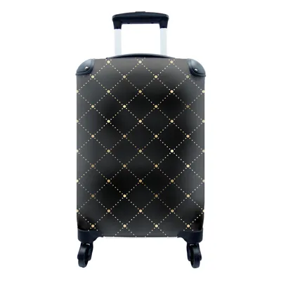 Produktbild von MuchoWow® Koffer Handgepäck Trolley Rollkoffer Kleine Reisekoffer mit 4 Rollen - Muster - Tupfen - Schwarz - Cabin Size < 55x40x23 cm & 55x40x20 cm - Fotokoffer - Kabinenkoffer - Boardgepäck - Reise-Box - Reisekoffer - Reisegepäck - Koffer mit Bild - Trolley für Kinder