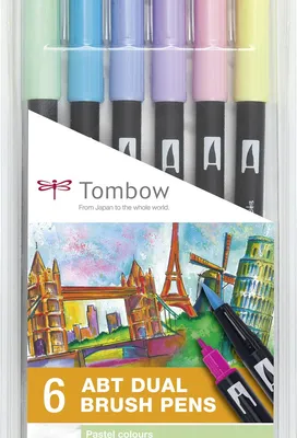 Obrázek produktu pro Tombow ABT-6P-2 Plstěné pero Fine Blue, Mint, Pink, Purple, Yellow 6 ks